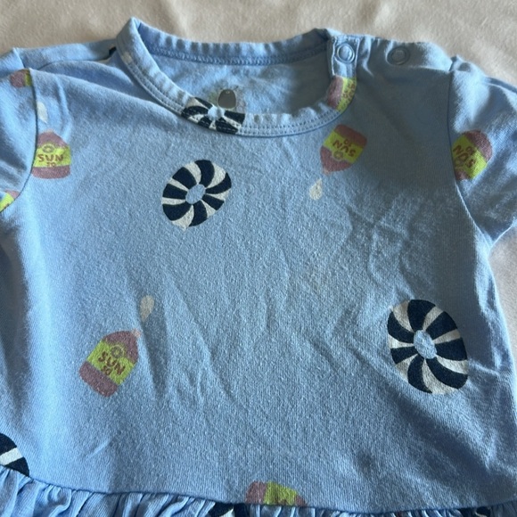 RISE Little Earthling - Blue Kids Onesie dress with Fun Print - Picture 2 of 3